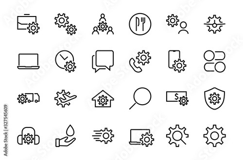 A simple set of settings and options related to Vector Line Icons. Contains icons such as set time, business, phone, and more. Editable Stroke.. 480x480
