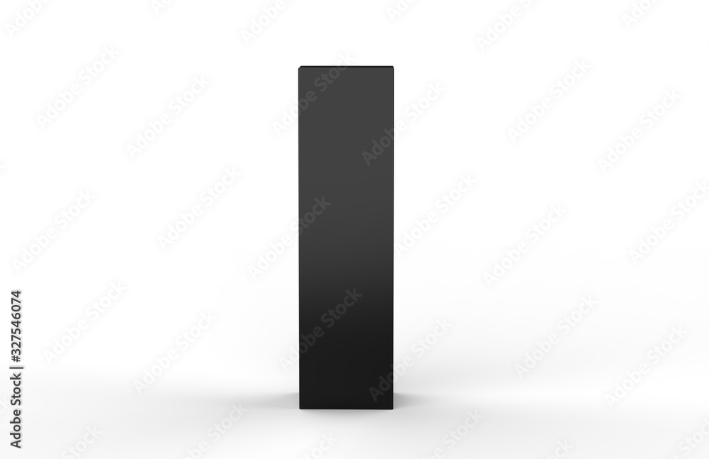 Tall black paper box mock up template on isolated white background, 3d illustration Tall black paper box mock up template on isolated white background, 3d illustration
