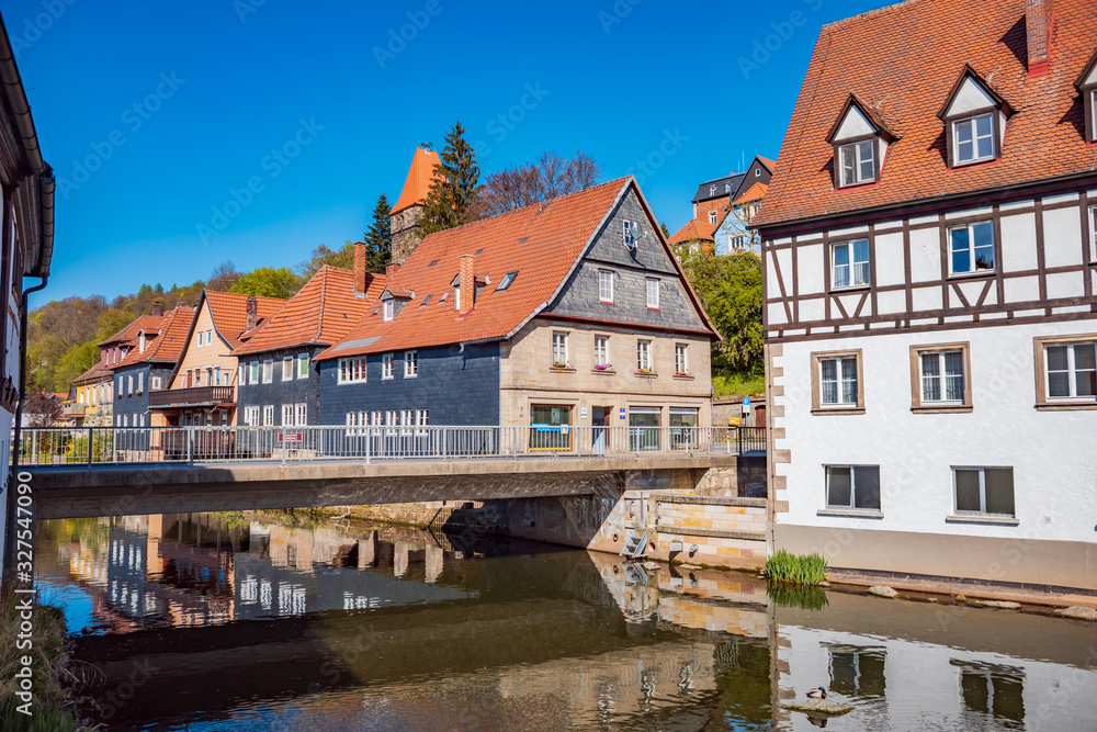 Haßlach river in front of fortress Rosenberg