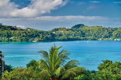 Overlook of Seychelles bay, Mahe island