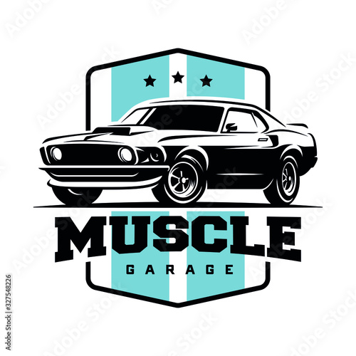 Cuadro en lienzo Muscle car retro logo, banner, emblem. Vintage t-shirt print