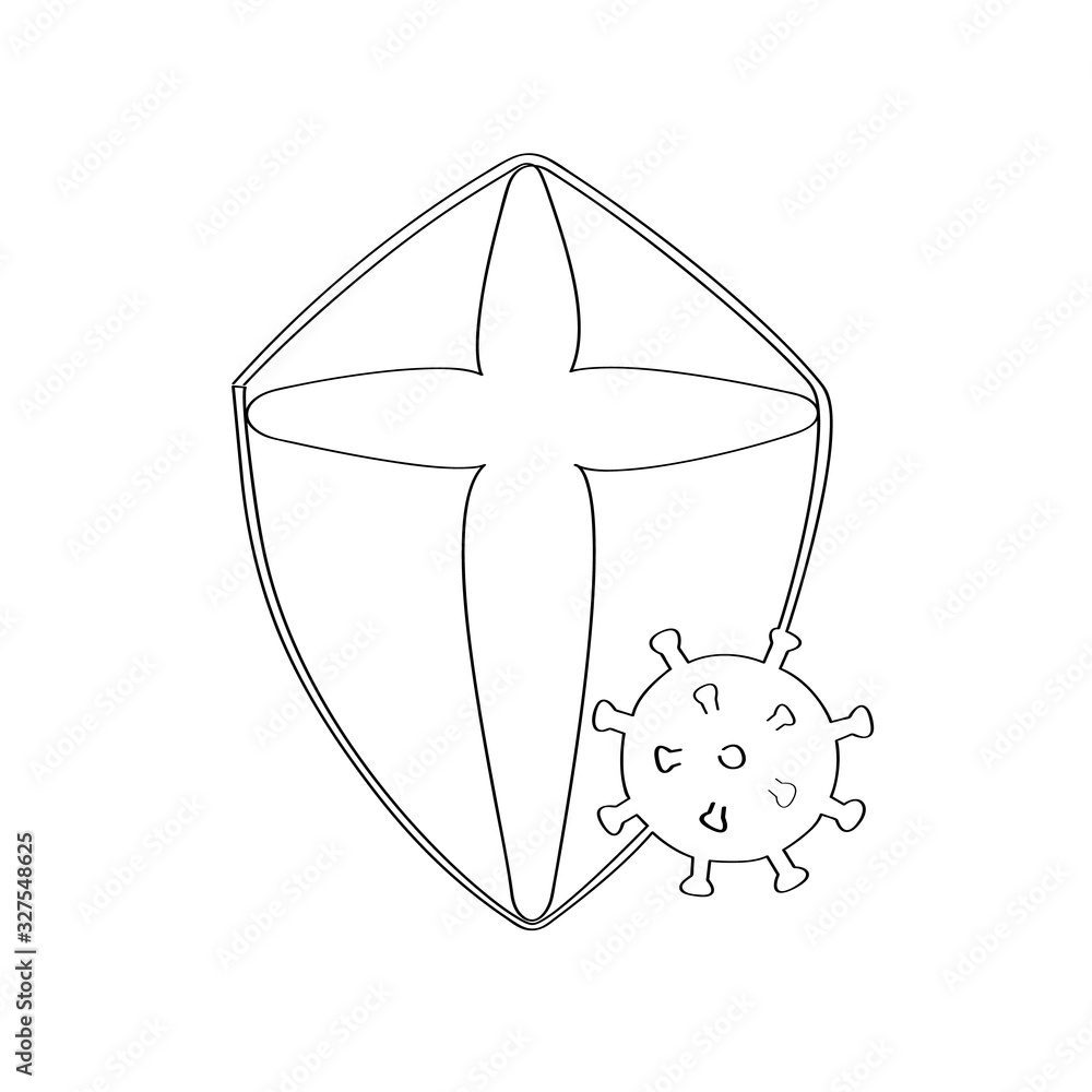 Virus protection icon. Drawn by hand in one line. Isolated stock vector illustration. Virus protection icon. Drawn by hand in one line. Isolated stock vector illustration.