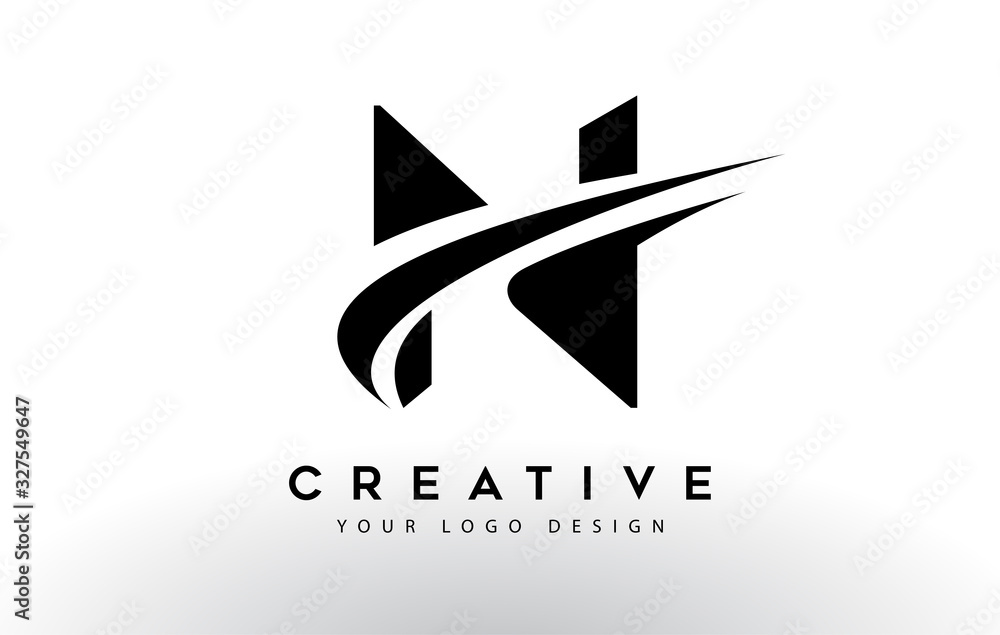 Creative N Letter Logo Design with Swoosh Icon Vector. Creative N Letter Logo Design with Swoosh Icon Vector.