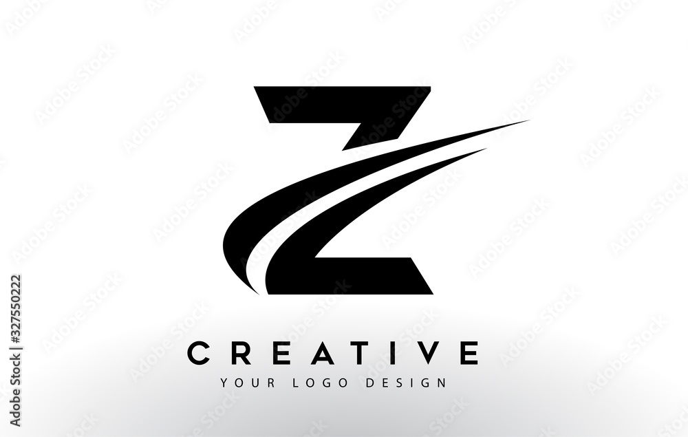 Creative Z Letter Logo Design with Swoosh Icon Vector. Stock Vector