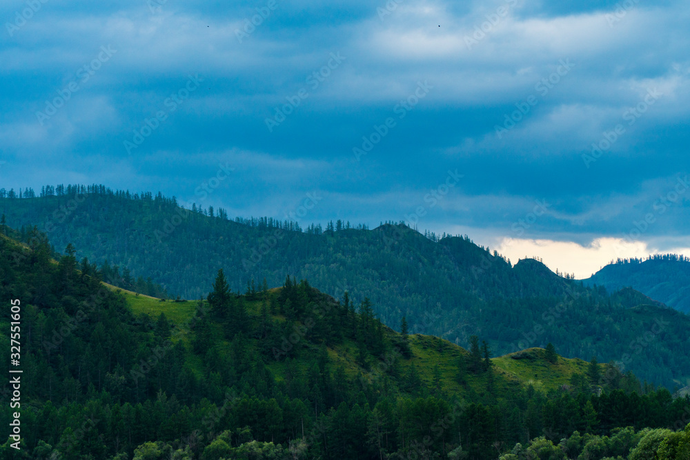 Background image of a mountain landscape. Russia, Siberia, Altai