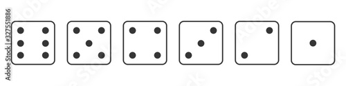 Board game or casino. Game cubes one to six.