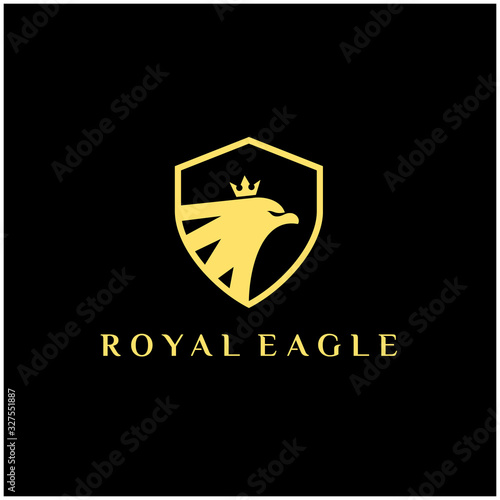 Luxury Royal eagle logo, Eagle Shield with crown logo design.