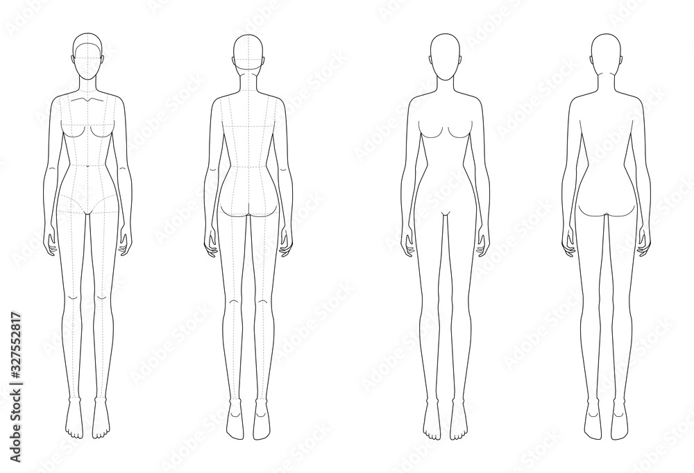 Fashion template of standing women. Stock Vector | Adobe Stock