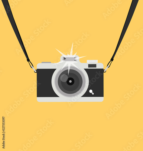 hanging vintage camera with flash light