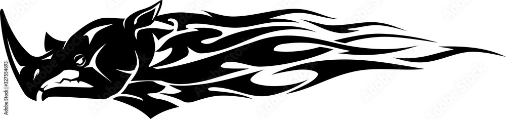 Black Rhinoceros Flame Abstract Illustration Black Rhinoceros Flame Abstract Illustration