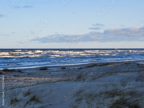 Big waves with white foam of the Gulf of Riga.