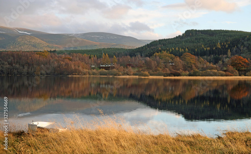 Reflections of the Cairngorms in autumn, Scotland