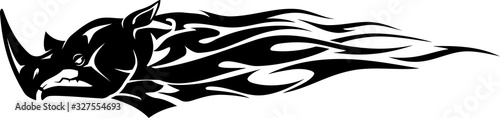 Black Rhinoceros Flame Abstract Illustration