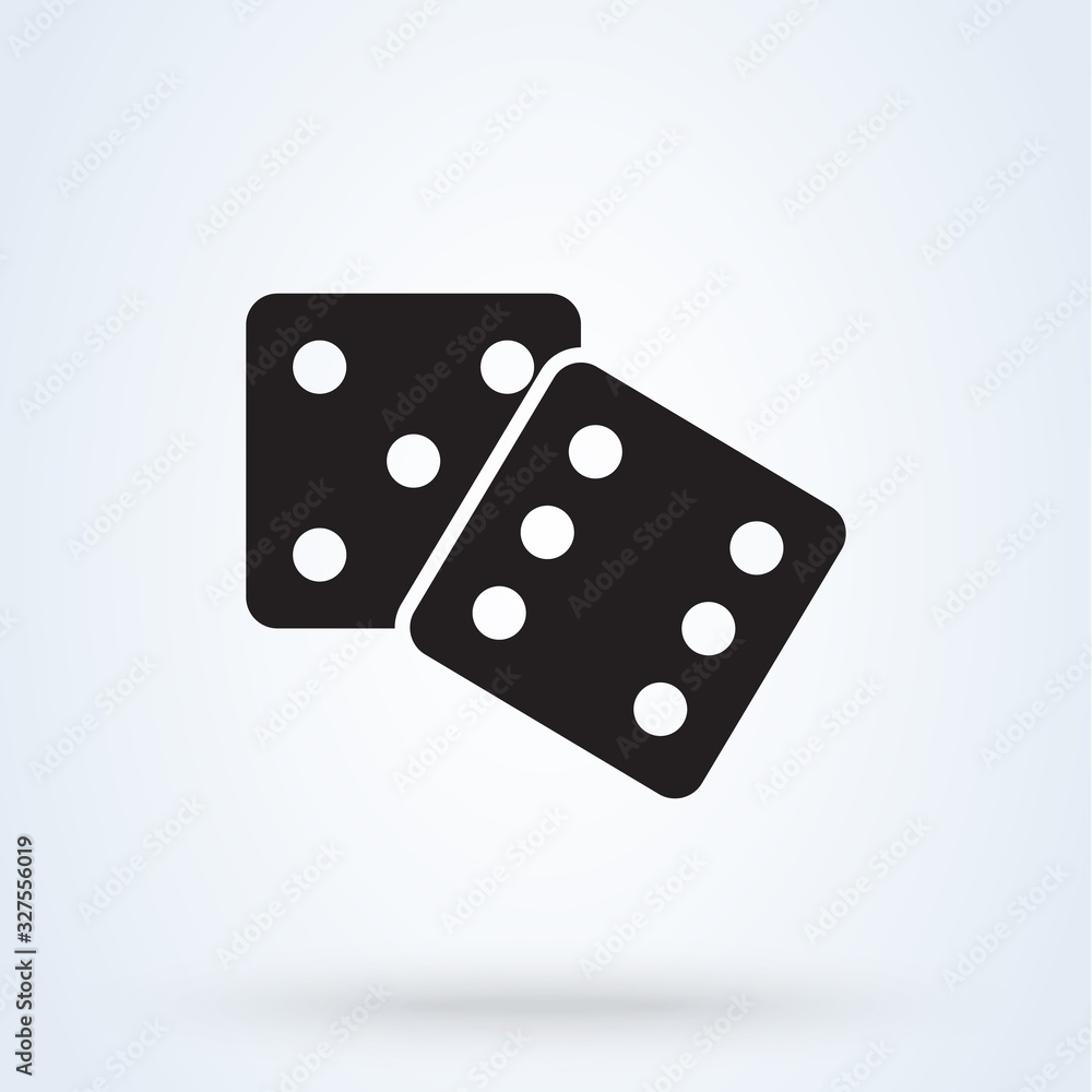 Two Black Dice cube icon logo. Vector symbol illustration Two Black Dice cube icon logo. Vector symbol illustration