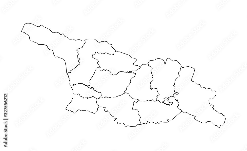 Georgia map, black and white detailed outline with regions of the
