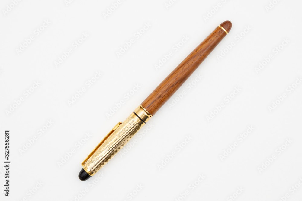 Elegant business brown and gold wood ballpoint pen