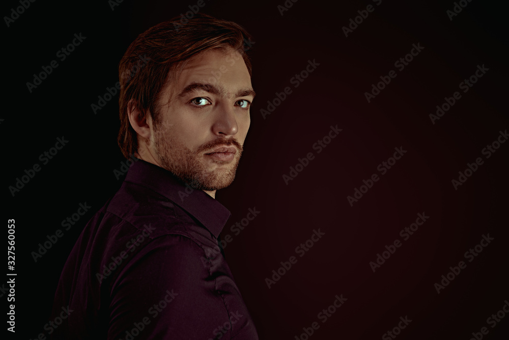 Fototapeta premium dark portrait of handsome man