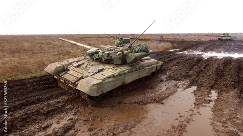 Tank company drills,T-64 tank on the battlefield