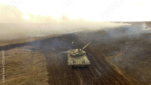Slika na platnu Tank company drills,T-64 tank on the battlefield