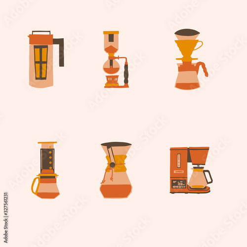 Coffee maker flat color icons