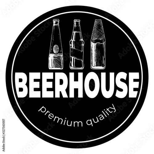 Beerhouse dark round vintage label