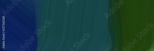 creative banner with dark slate gray, very dark green and very dark blue color. modern curvy waves background illustration