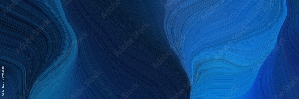 futuristic banner with waves. modern curvy waves background design with very dark blue, strong blue and midnight blue color