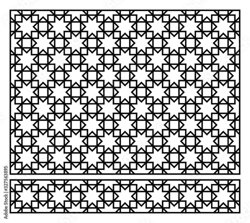 Laser cutting template. Decorative panel. Oriental geometric pattern.