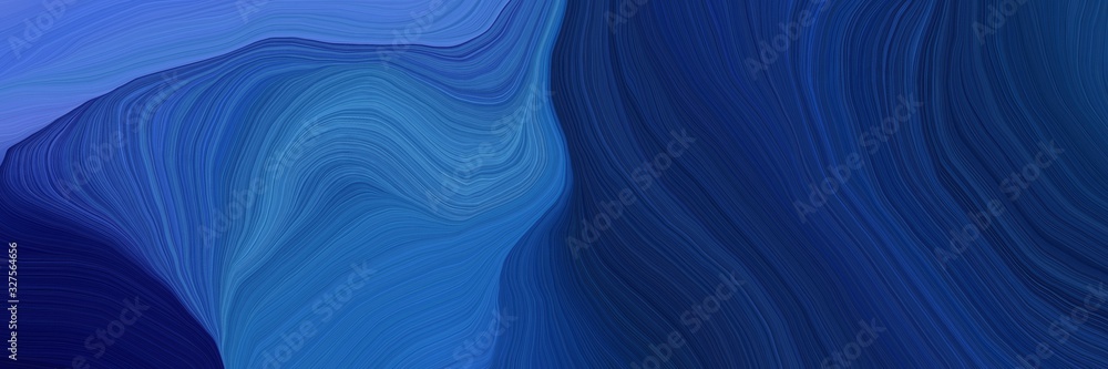 Fototapeta premium dynamic futuristic banner. abstract waves illustration with midnight blue, royal blue and strong blue color