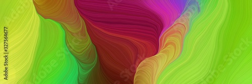 landscape orientation graphic with waves. modern curvy waves background illustration with yellow green, dark moderate pink and dark khaki color
