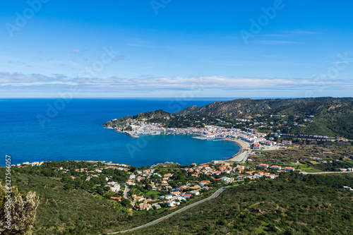 Coastal panorama over the typical Mediterranean village El Port de la Selva, Costa Brava, Catalonia, Spain