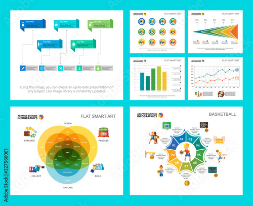 Colorful basketball and finance concept infographic charts set. Business design elements for presentation slide templates. For corporate report, advertising, leaflet layout and poster design.