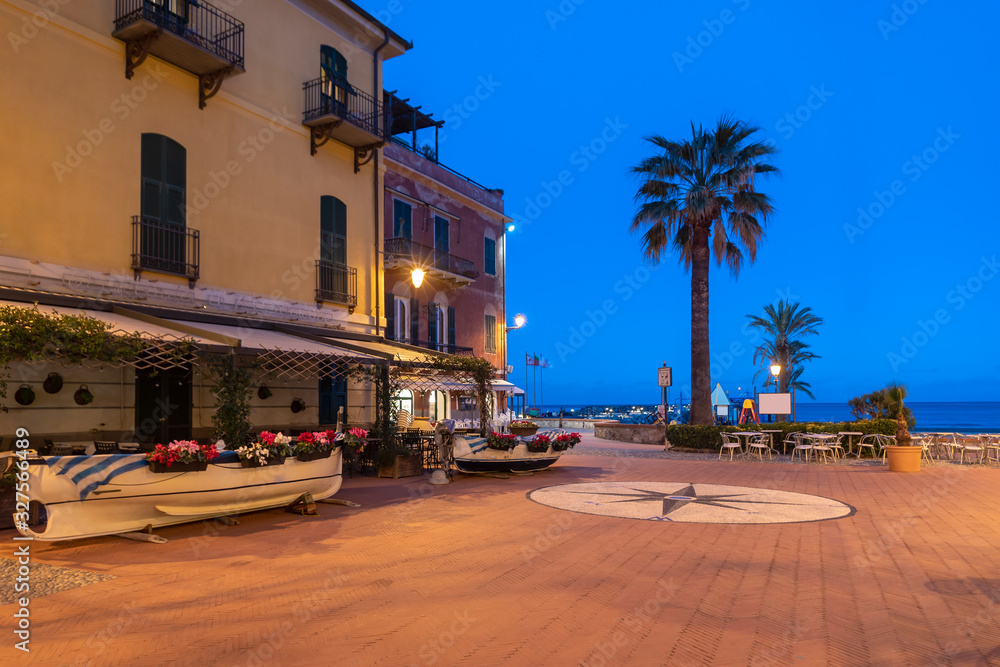 Laigueglia old town at dusk, Italian Riviera