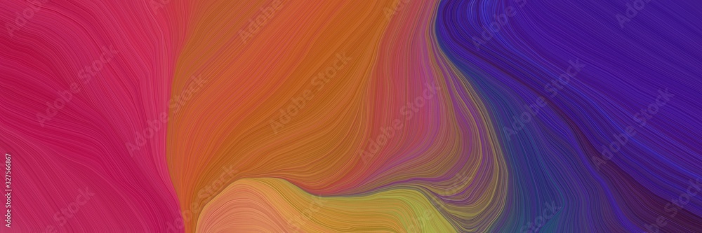 Fototapeta premium futuristic banner background with moderate red, dark slate blue and peru color. modern waves background illustration