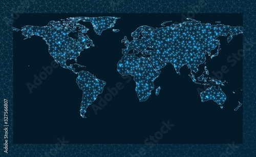 Global internet business concept. Patterson projection. World Network. Modern connections map. Vector illustration.