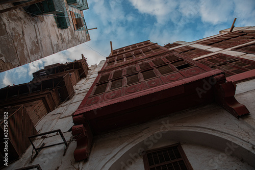 pictures of the old "Rawashin" wooden windows in the historic Jeddah homes Jeddah Saudi Arabia