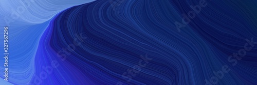 futuristic background banner with midnight blue, royal blue and strong blue color. elegant curvy swirl waves background illustration