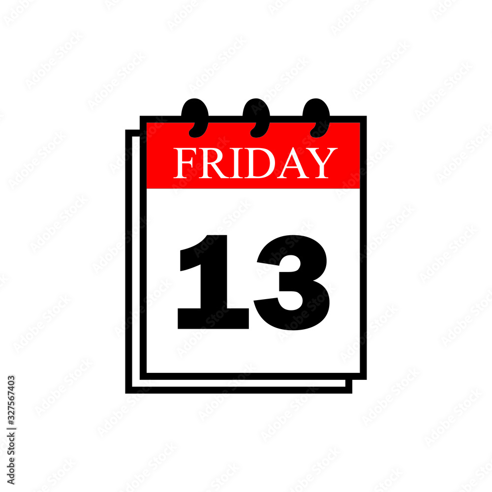 Fototapeta premium Friday 13 - Calendar Icon. Vector illustration of week day paper leaf.