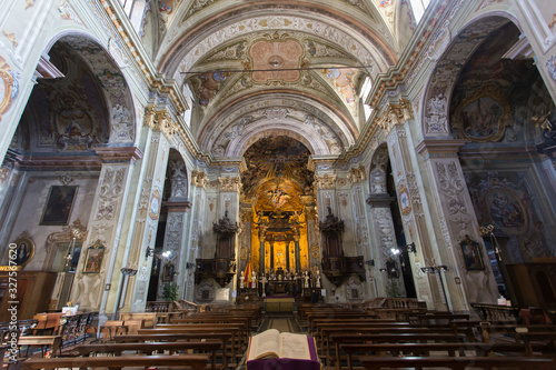 Varallo, Italia - March 1, 2020: front view of the church in Varallo Sanctuary,