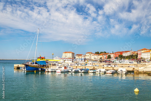 Porec town, harbor in the Adriatic Sea on the Istria peninsula, Croatia, Europe.
