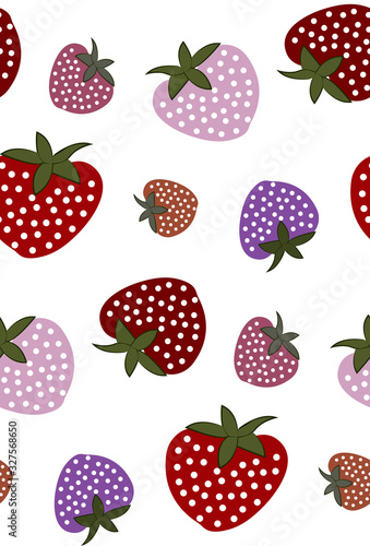 Cute strawberries - seamless pattern.