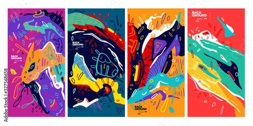 Fluid and liquid colorful doodle for background, border, poster, social media post