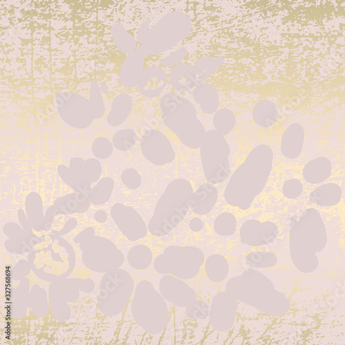 Hello Spring modern chic feminine stylish banner template with delicate florals, botanicals on blush pink and gold foil texture background