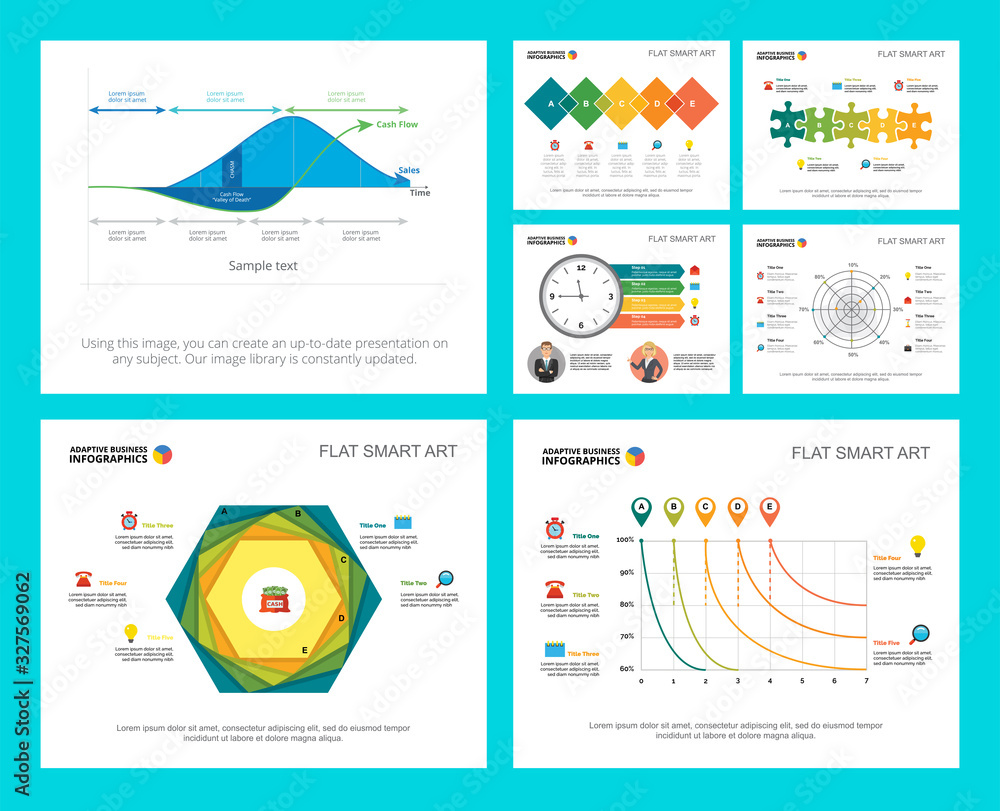 Colorful finance and analytics concept infographic charts set. Business ...