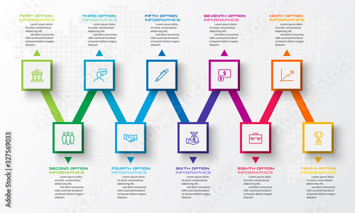 Timeline infographic template,Business concept with 10 options,Vector illustration.