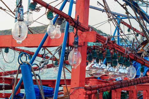 Light Bulbs on Squid Fishing Boat