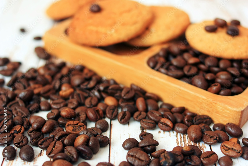 Coffee beans and oatmeal cookies Coffee beans and oatmeal cookies