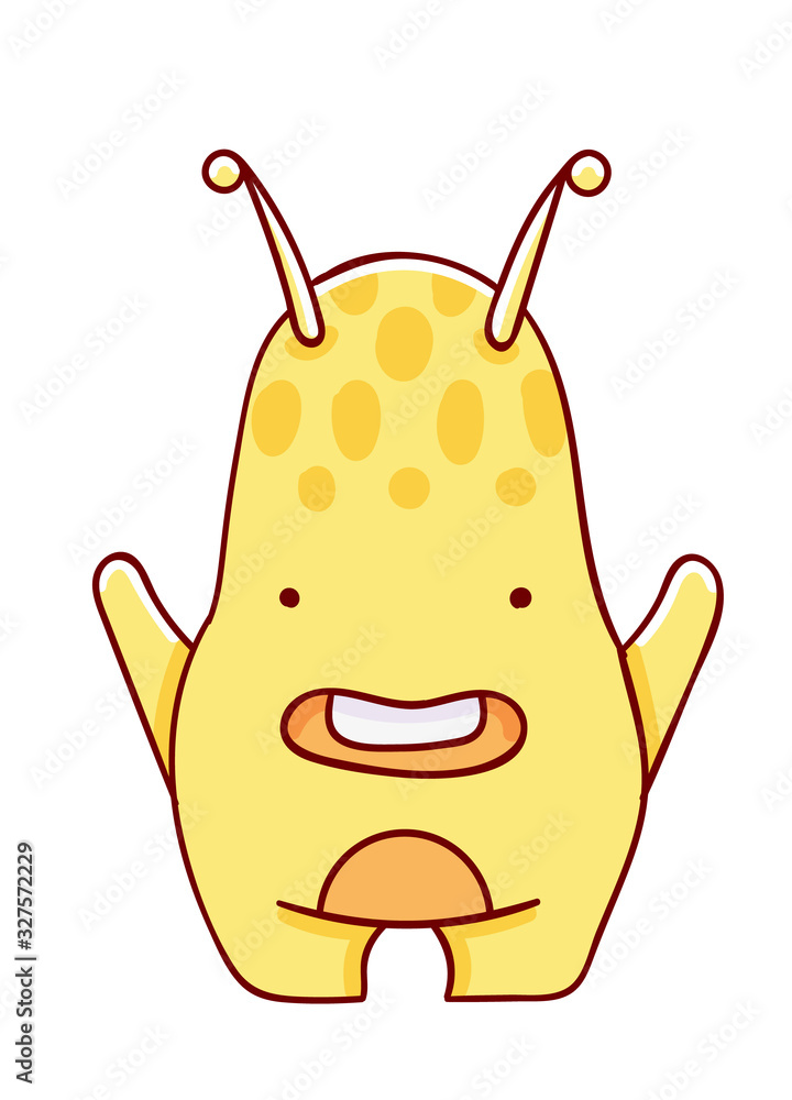 Cartoon character kawaii monster cute hand drawn isolated on white ...