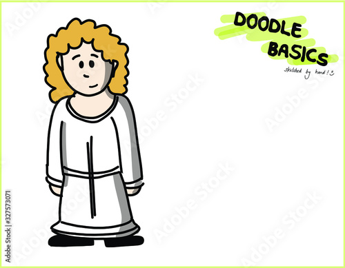 Doodle Basics - Small Kid Girl in Tunika with blond Hair  - römisch - Rom - Rock und Kleid