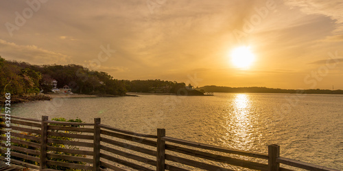 Sunset over Contadora island in Panama bay.